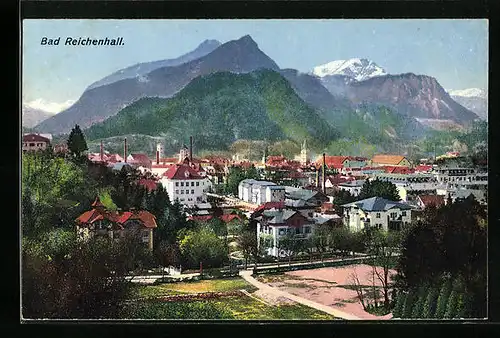AK Bad Reichenhall, Generalansicht mit den Bergspitzen