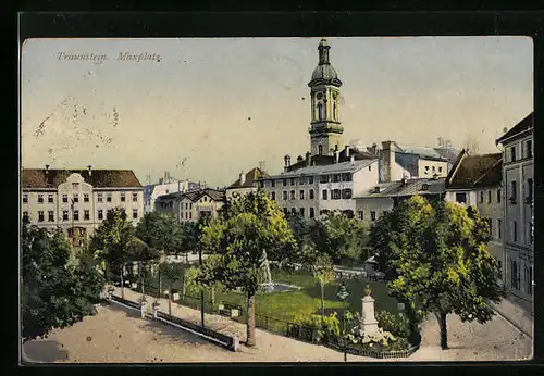 AK Traunstein, Brunnen auf dem Maxplatz