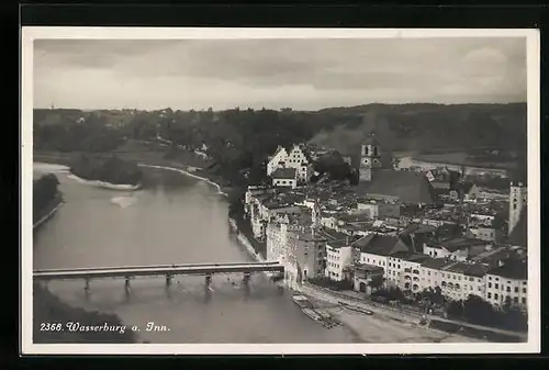 AK Wasserburg am Inn, Generalansicht mit der Innbrücke