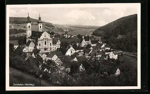 AK Zwiefalten i. Württbg., Blick auf die Stadt und das Kloster