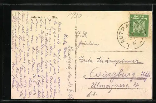 AK Lauterach a. d. Iller, Panoramablick vom Waldrand aus