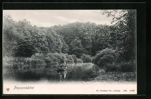 AK Hamburg-Poppenbüttel, Ruderboot am Ufer