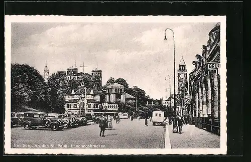 AK Hamburg-St.Pauli, Automobile an den St. Pauli Landungsbrücken