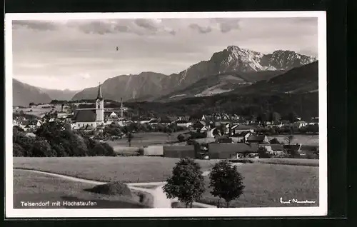 AK Teisendorf, Gesamtansicht mit der Kirche und Hochstaufen