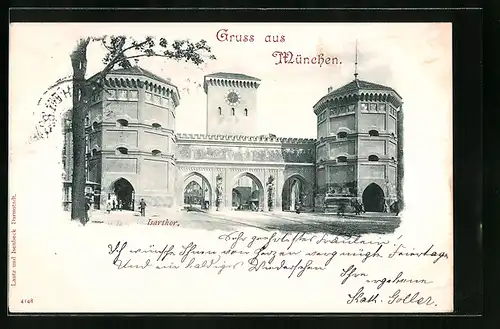 AK München, Blick durch das Isarthor