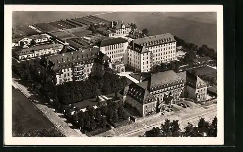AK München - Nymphenburg, Krankenanstalt des Dritten Ordens, Fliegeraufnahme