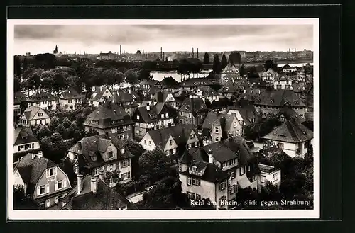 AK Kehl am Rhein, Blick gegen Strassburg