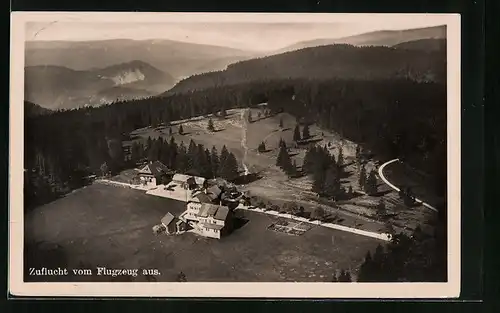 AK Zuflucht-Oppenau, das Kurhaus und Wintersportplatz, Fliegeraufnahme