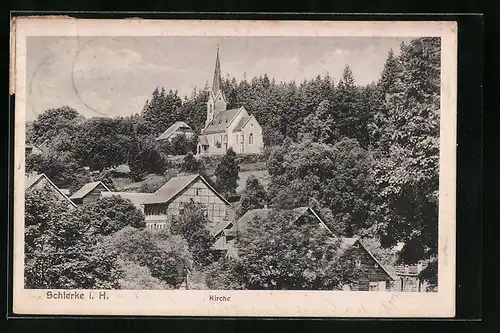 AK Schierke im Harz, Blick zur Kirche