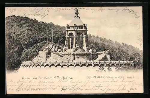 AK Porta Westfalica, Der Wittekindsberg mit Denkmal