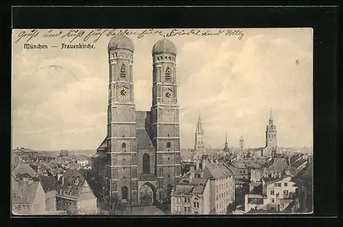 AK München, Blick zur Frauenkirche