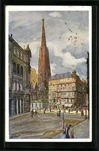 AK Wien, Stephanskirche vom Graben aus gesehen