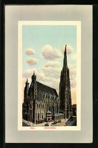 AK Wien, Panoramablick auf den Stefansdom