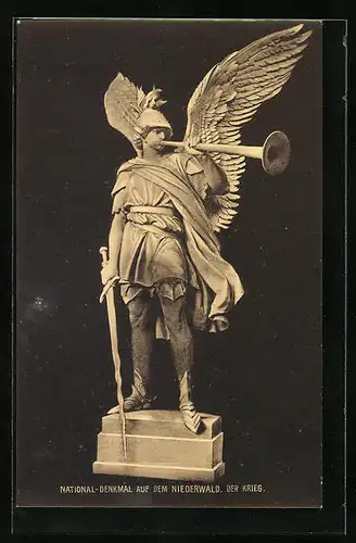 AK Nationaldenkmal auf dem Niederwald, Statue Der Krieg