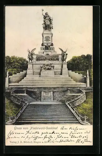 AK Niederwald-Denkmal, Gesamtansicht mit Treppe