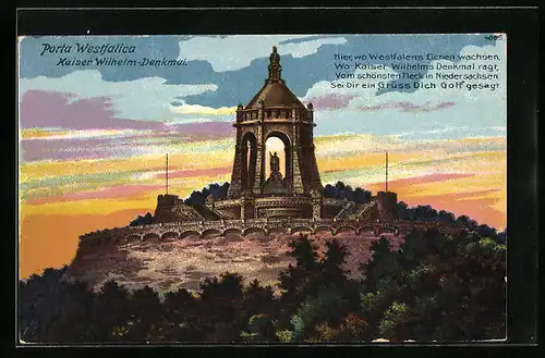 AK Porta Westfalica, Blick zum Kaiser Wilhelm-Denkmal