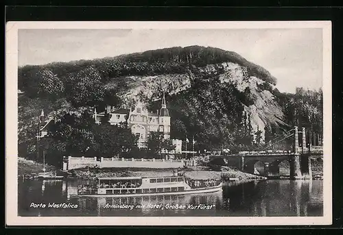 AK Porta Westfalica, Arminsberg mit Hotel Grosser Kurfürst