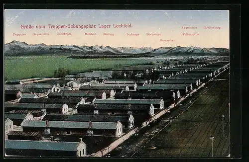 AK Lager Lechfeld, Baracken am Truppenübungsplatz