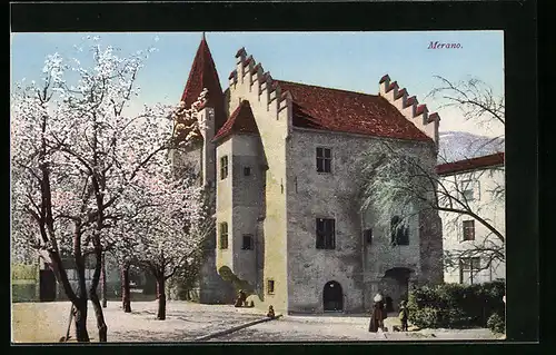 AK Merano, Ortspartie mit Kirche