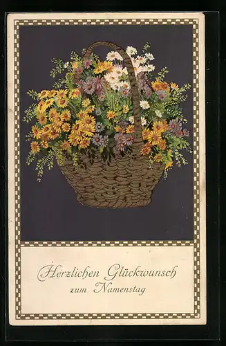 Künstler-AK Meissner & Buch (M&B) Serie 1850: Blumen zum Feste, schöner Blumenkorb