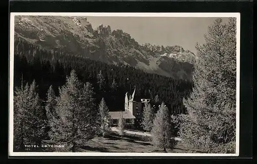 AK Karersee, Blick zum Hotel Latemar