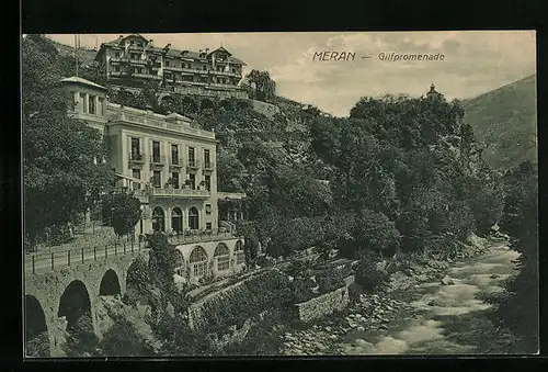 AK Meran, Idylle an der Gilfpromenade