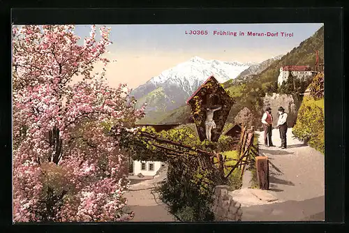AK Dorf Tirol, Ortspartie im Frühling