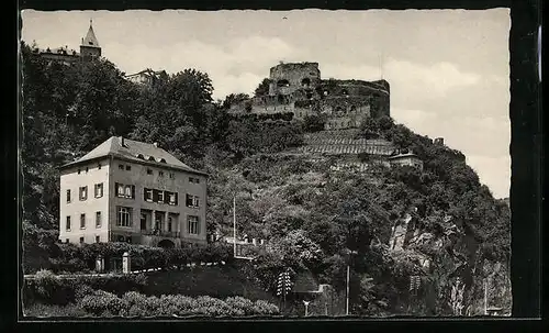 AK St. Goar am Rhein, Jugendherberge und Ruine Rheinfels
