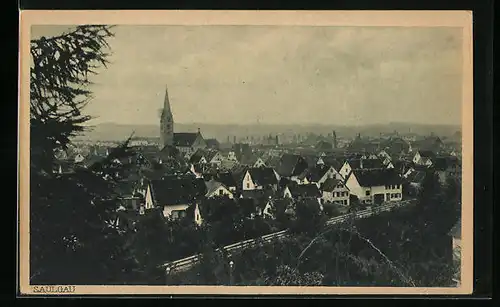 AK Saulgau, Panorama mit Kirche