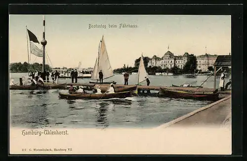 AK Hamburg-Uhlenhorst, Bootssteg beim Fährhaus