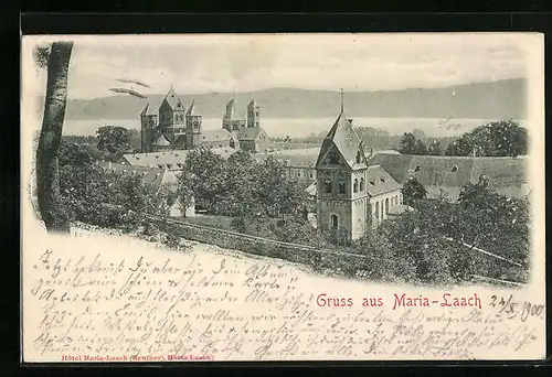 Relief-AK Maria-Laach, Teilansicht mit Kirche und Kloster