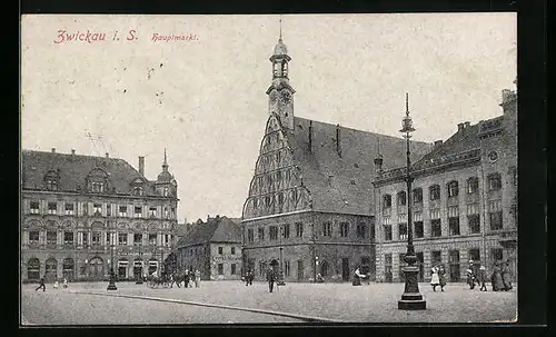 AK Zwickau i. S., Partie am Hauptmarkt