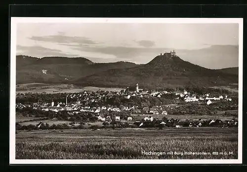 AK Hechingen, Panorama mit Burg Hohenzollern