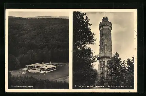 AK Ebingen, Walderholungsheim & Aussichtsturm auf dem Schlossberg
