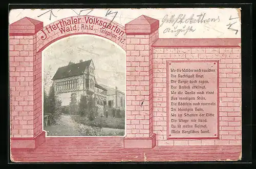 AK Wald /Rhld., Ittertaler Volksgarten, Passepartout