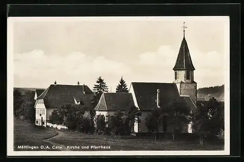 AK Möttlingen OA Calw, Kirche und Pfarrhaus