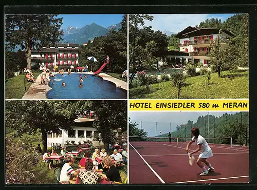 AK Maia Alta (Naif) Merano, Hotel Einsiedler in vier Ansichten