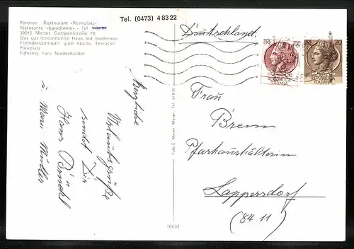 AK Meran, Pension-Restaurant Rennplatz