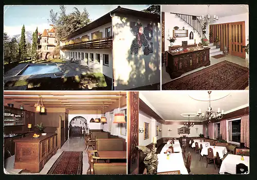 AK Meran-Obermais, Hotel Garni Aster in vier Ansichten