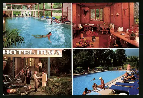 AK Meran, Hotel Irma in vier Bildern
