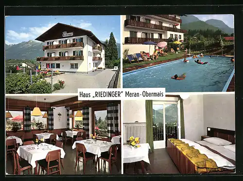AK Meran-Obermais, Haus Riedinger in vier Ansichten