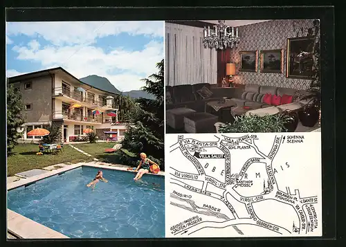 AK Meran-Obermais, Garni Haus Salut in drei Bildern