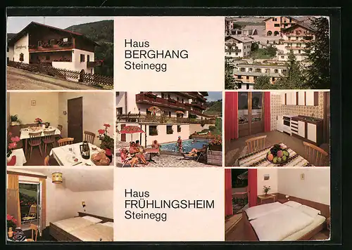 AK Steinegg, Haus Berghang und Haus Frühlingsheim in sieben Ansichten