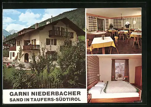 AK Sand in Taufers, Garni Niederbacher in drei Ansichten