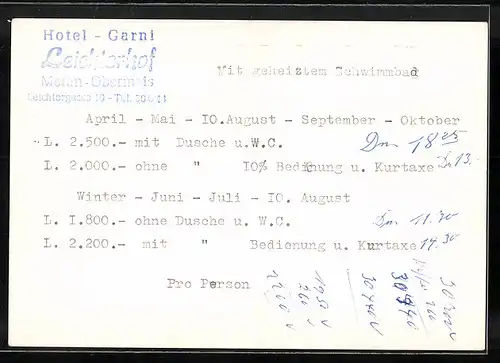 AK Meran - Obermais, Hotel-Garni Leichterhof in vier Ansichten