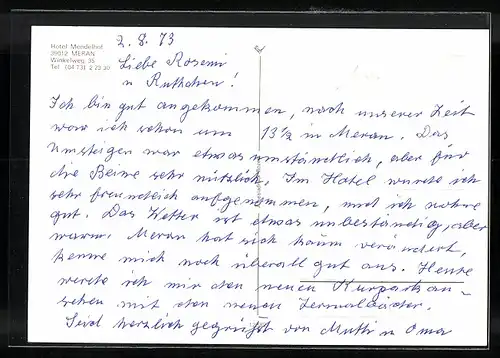 AK Meran, Hotel Mendelhof