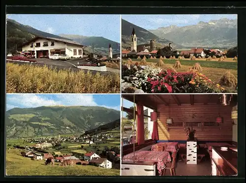 AK Mals im Vinschgau, Pension-Bar Andrea in zwei Ansichten mit zwei Ortsansichten