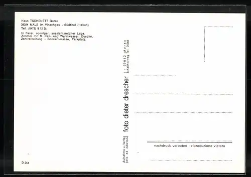 AK Mals im Vinschgau, Haus Tschenett Garni