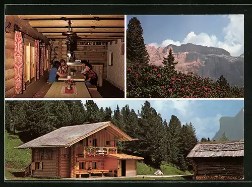 AK Wolkenstein, Vallongiahütte in drei Ansichten