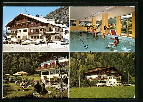 AK Selva - Wolkenstein, Hotel Hallenbad - Alpenroyal in vier Ansichten